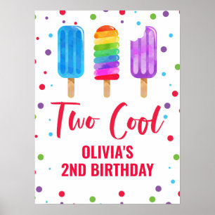 Two Cool 2nd birthday Rainbow Ice Pop Poster