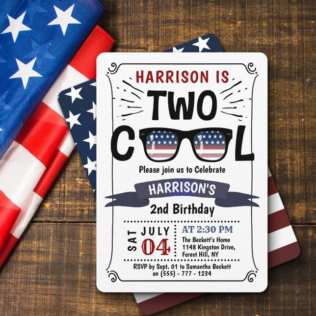 Two Cool 4th Of July Boys 2nd Birthday Invitation (Creator Uploaded)