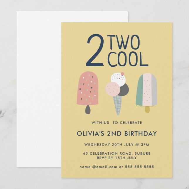 Two Cool Birthday Invite (Front/Back)