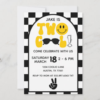 Two Cool Birthday Sunglasses Peace Sign Invitation