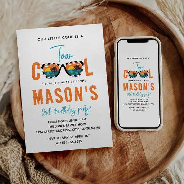 Two Cool Boy 2nd Birthday Party Invitation (Creator Uploaded)