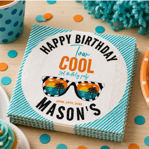 Two Cool Boy 2nd Birthday Party Napkin