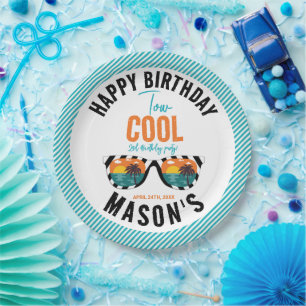 Two Cool Boy 2nd Birthday Party Paper Plate