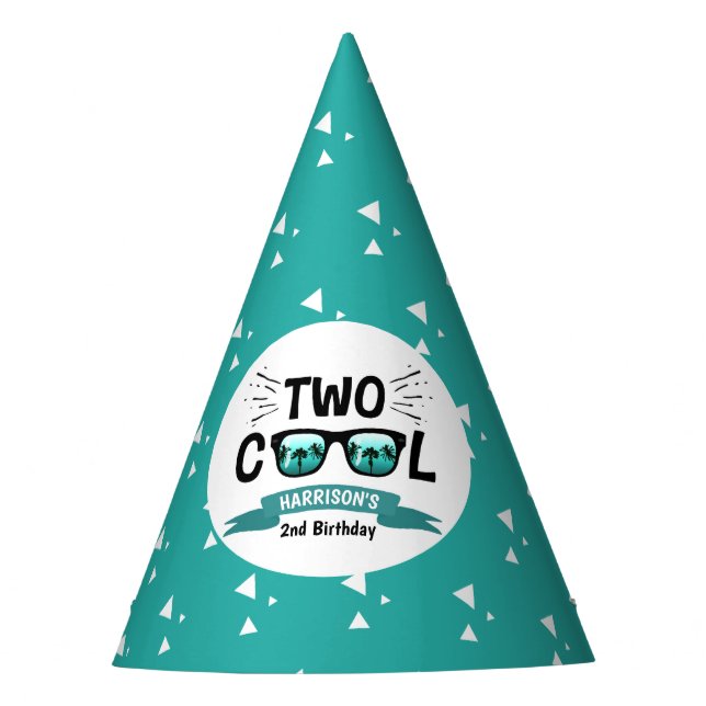 Two Cool Boys 2nd Birthday Party Hat (Front)