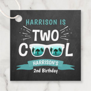 Two Cool Chalkboard Boys 2nd Birthday Favour Tags