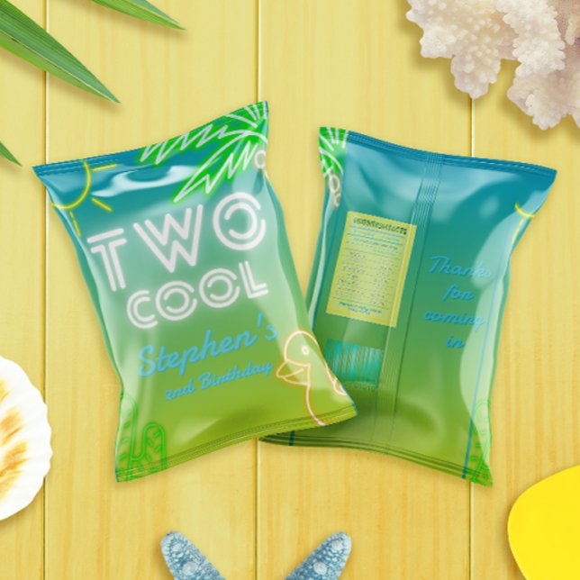 Two Cool Chip Bag Wrapper (Two Cool Pool Party 2nd Birthday Chip Bag Wrapper)