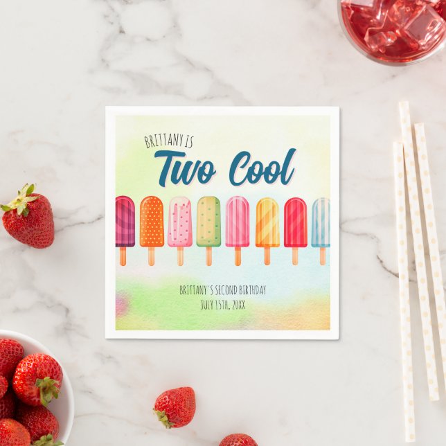 Two Cool Cute Popsicles Second Birthday  Napkin (Insitu)