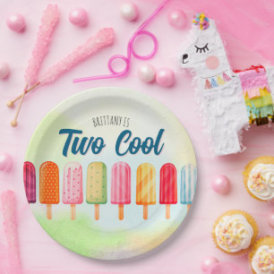 Two Cool Cute Popsicles Second Birthday Paper Plate