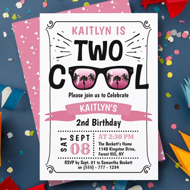 Two Cool Girls 2nd Birthday Invitations (Creator Uploaded)