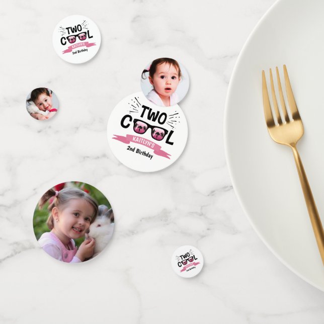Two Cool Girls 2nd Birthday Party Photo Confetti (Group)