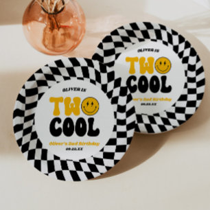 Two Cool Happy Retro Second 2nd Birthday Party Paper Plate