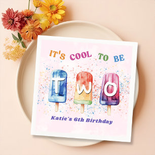 Two Cool Pink Popsicle 2nd Birthday Party Napkins