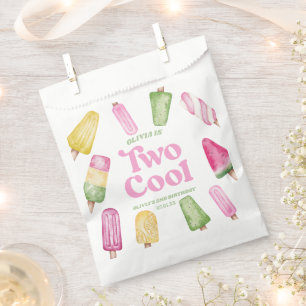 Two Cool Pink Retro Popsicle 2nd Birthday Party Favour Bags