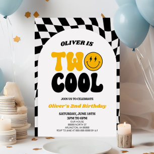 Two Cool Retro Arch First 2nd Birthday Party Invitation