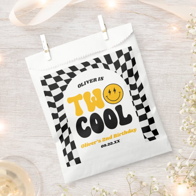 Two Cool Retro Arch Second 2nd Birthday Party Favour Bags (Clipped)