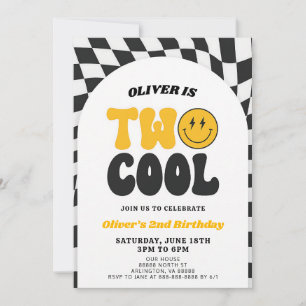 Two Cool Retro Arch Second Birthday Invitation