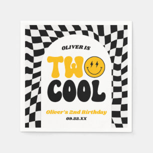 Two Cool Retro First 2nd Birthday Party Napkin