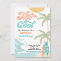 Two Cool Retro Surfboard Beach 2nd Birthday Party