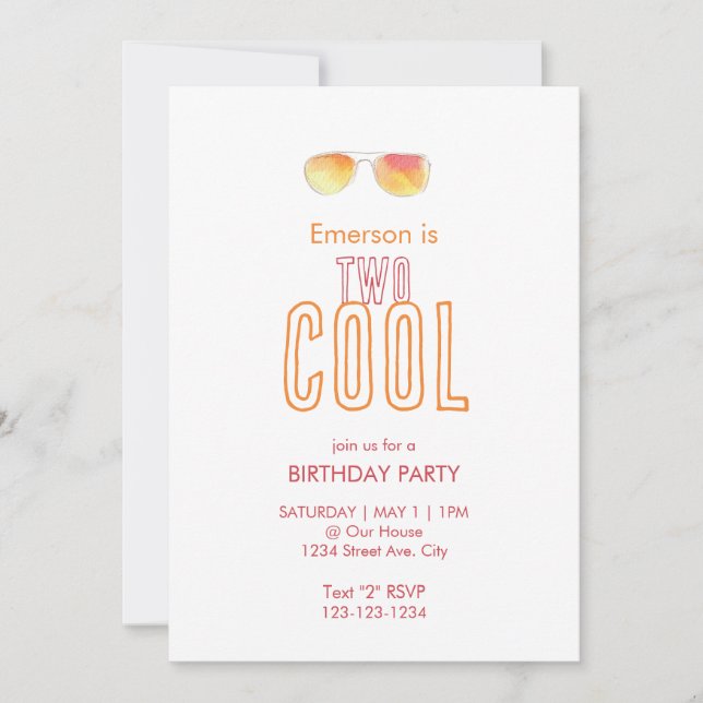 Two Cool Second Birthday Invitation (Front)