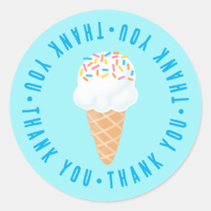 Two Cool Second Birthday Invitation Ice Cream Classic Round Sticker