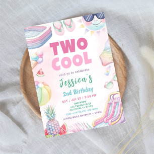 Two Cool - Summer Girl 2nd Birthday Party Invitation