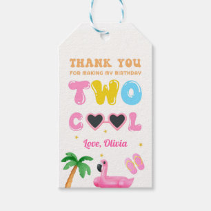 Two Cool Summer Pool Party Girl 2nd Birthday Gift Tags