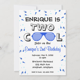 TWO Cool Sunglass 2nd Birthday Party Invitation