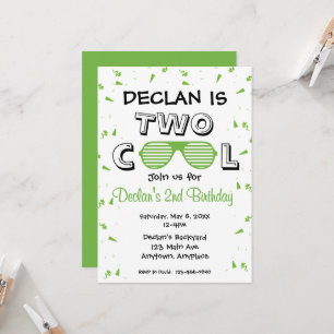 TWO Cool Sunglass 2nd Birthday Party Invitation
