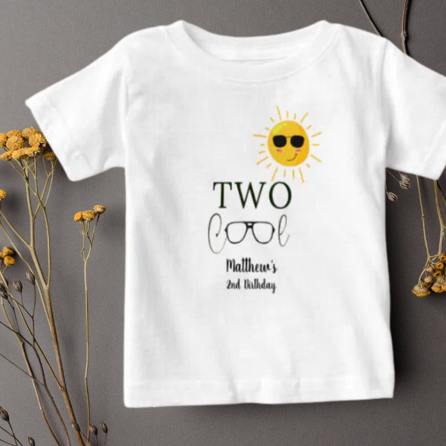 Two Cool Sunglass 2nd Birthday simple Baby T-Shirt (Creator Uploaded)