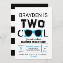 Two Cool Sunglasses Birthday Party Invitation