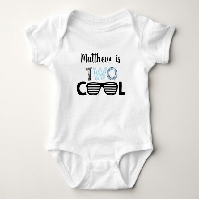 Two Cool Sunglasses Boy Birthday Baby Bodysuit (Front)