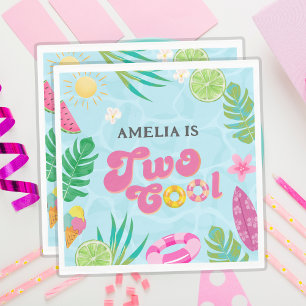 Two cool tropical pool summer 2nd Birthday Napkin