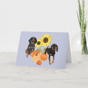 Two coonhounds in autumn card