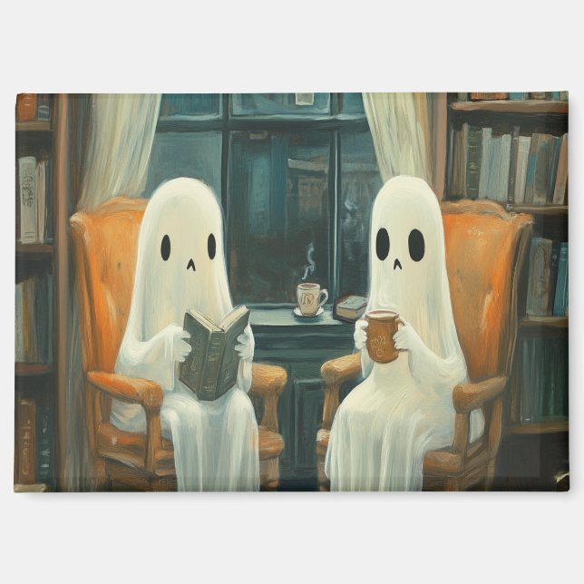Two Cosy Ghosts Drinking Tea Magnet (Front)