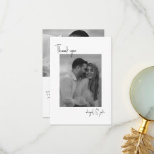 Two Couple B/W Photos Wedding Message Thank You Card