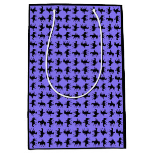 Two Cowboys on Horseback Silhouettes - Periwinkle Medium Gift Bag
