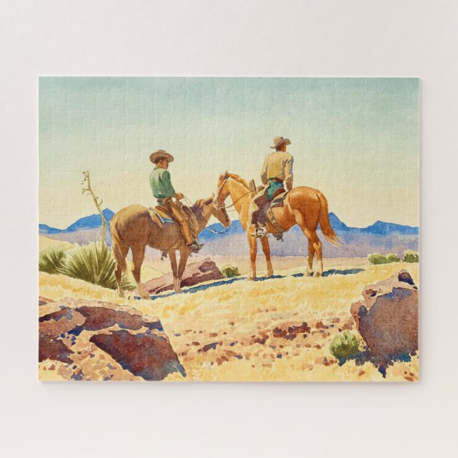 Two Cowboys on Horses by Maynard Dixon Jigsaw Puzzle (Horizontal)