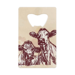 Two cows hand draw sketch & watercolor vintage