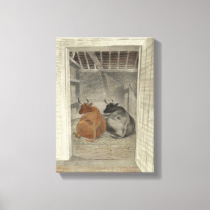 Two Cows in a Stable (by Eric Ravilious) Canvas Print