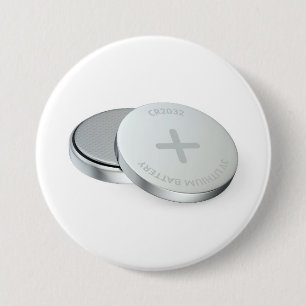 Two CR2032 lithium coin batteries 7.5 Cm Round Badge