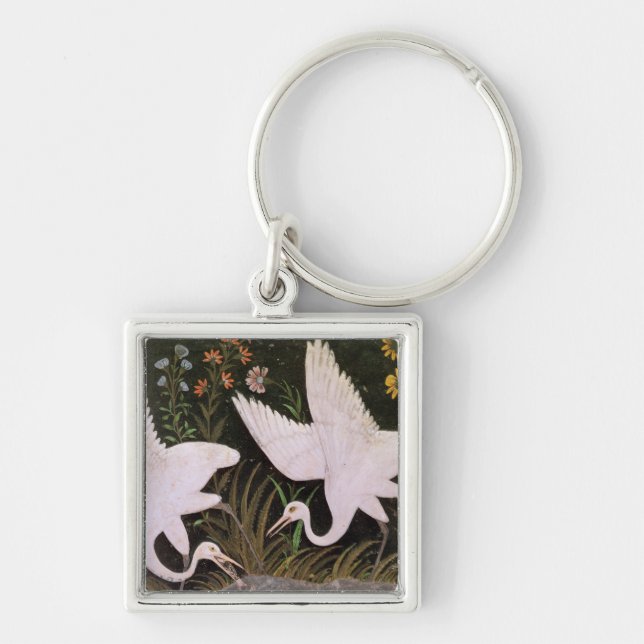 Two Cranes on the Edge of a Pond Key Ring (Front)