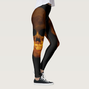 Two Creepy Human Skulls Leggings