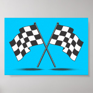 Two Crossed Chequered Flags Poster