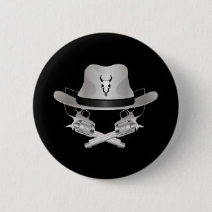 Two crossed guns and hat 6 cm round badge