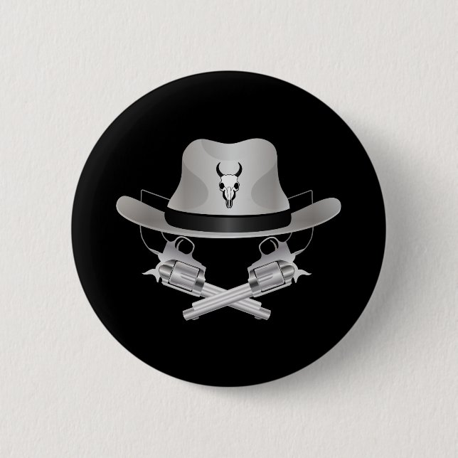 Two crossed guns and hat 6 cm round badge (Front)
