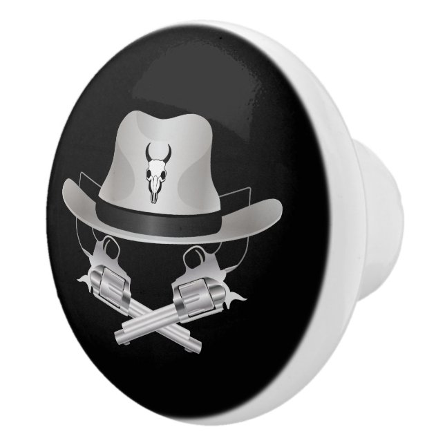 Two crossed guns and hat ceramic knob (Right)