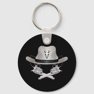 Two crossed guns and hat key ring