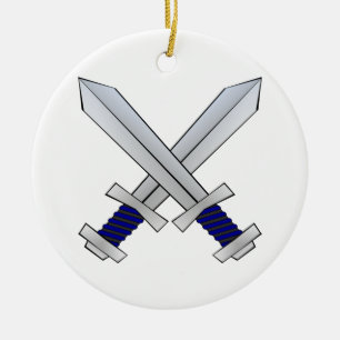 Two Crossed Swords Ceramic Tree Decoration