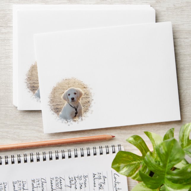 Two Custom Photo Templates In Round Shape Envelope (Stacked)