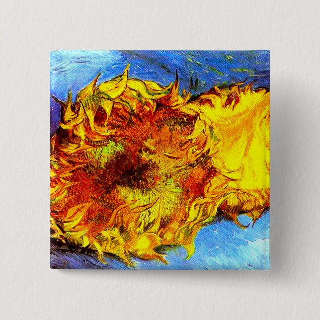 Two Cut Sunflowers Van Gogh 15 Cm Square Badge (Front)